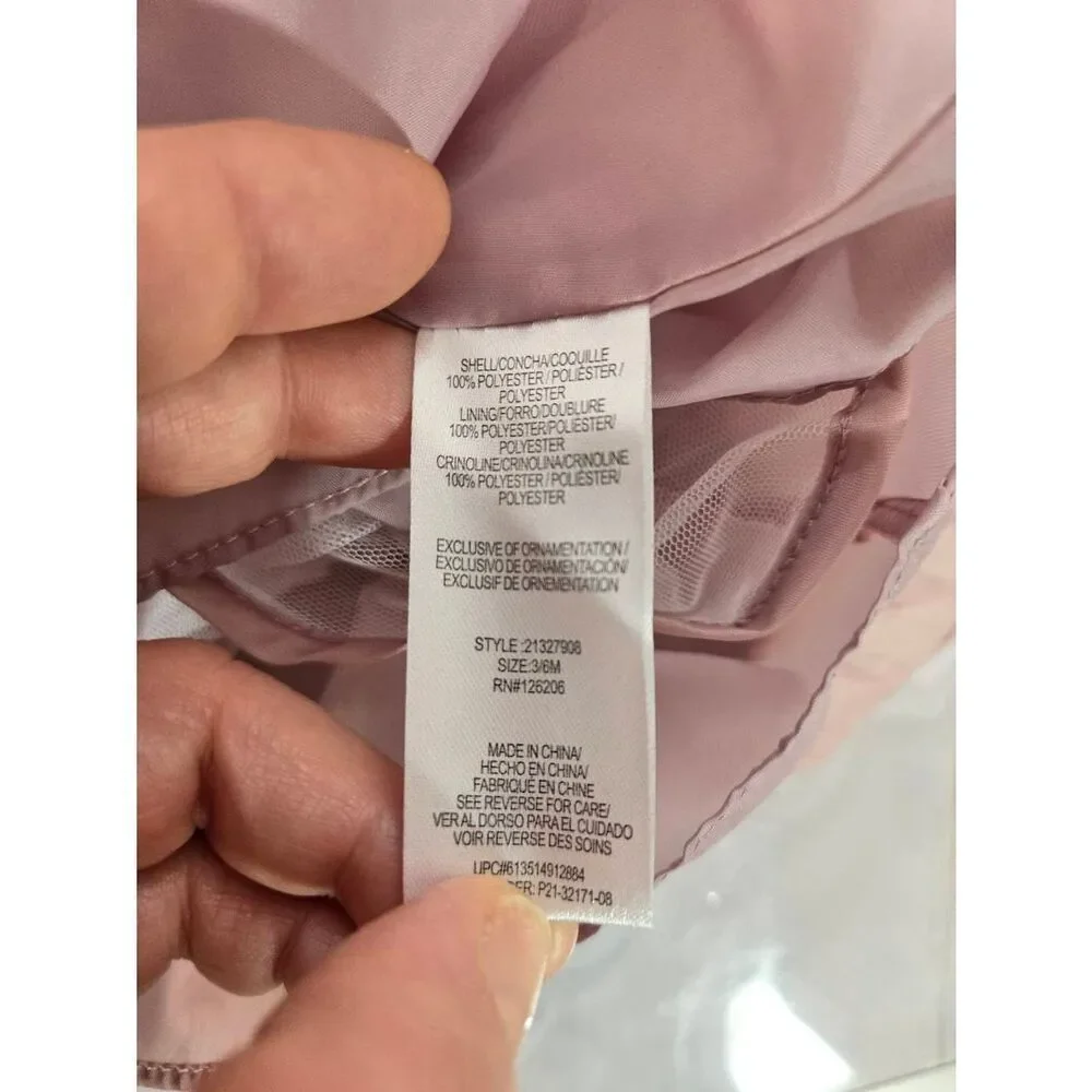 Marmellata Girls Size 3-6 Months Rose & Gold Stars Ruffled Chiffon Overlay Dress